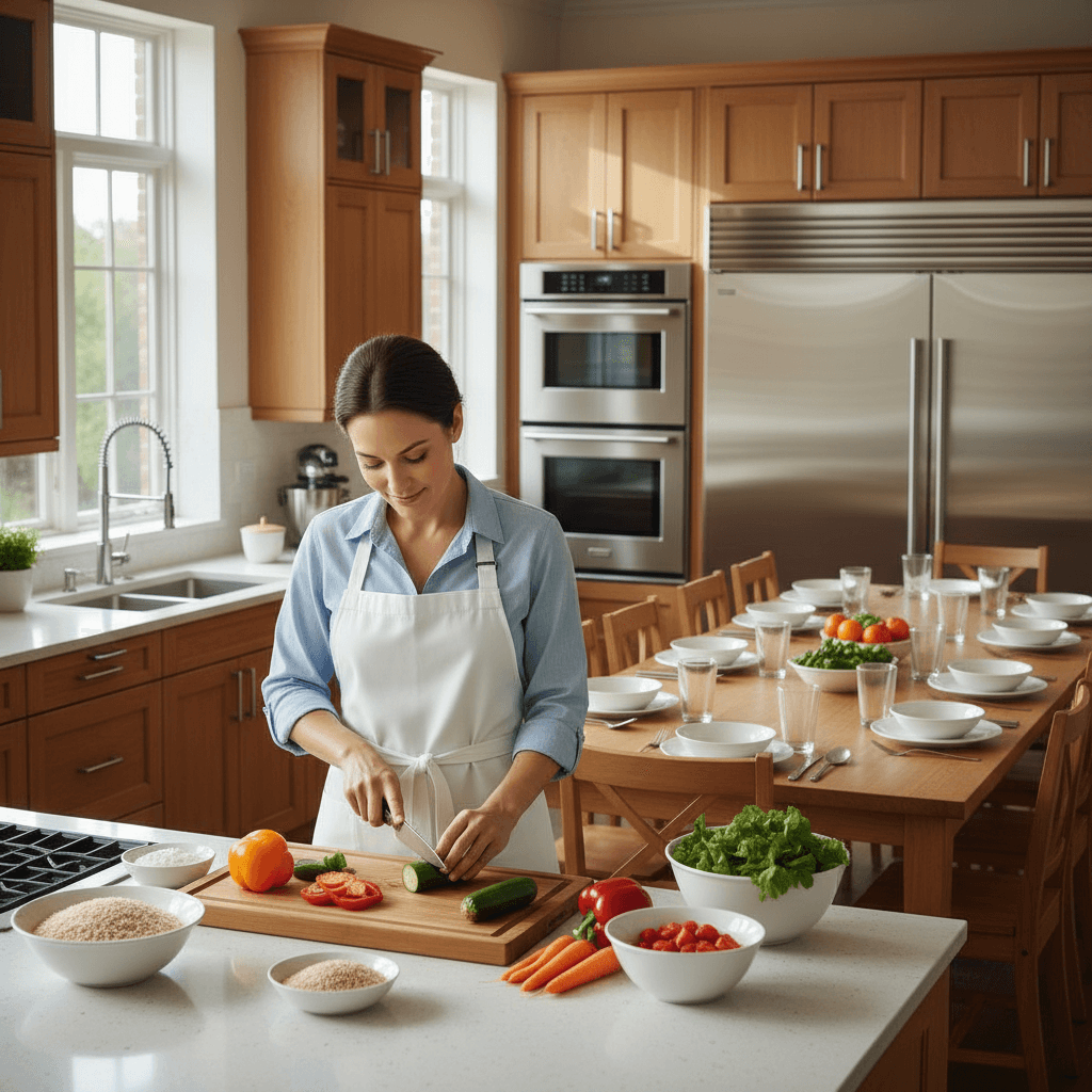 Bright kitchen where nutritious meals are prepared daily