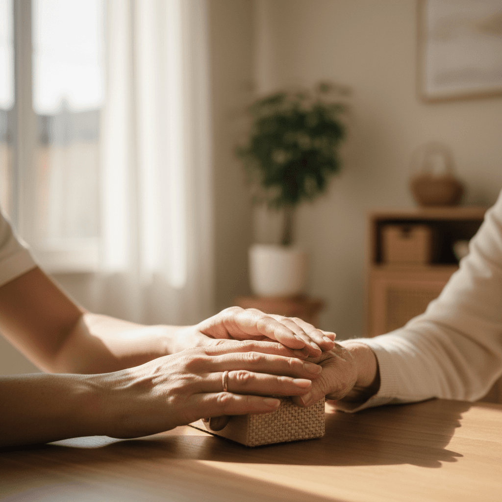 Caregiver assisting resident with daily activity