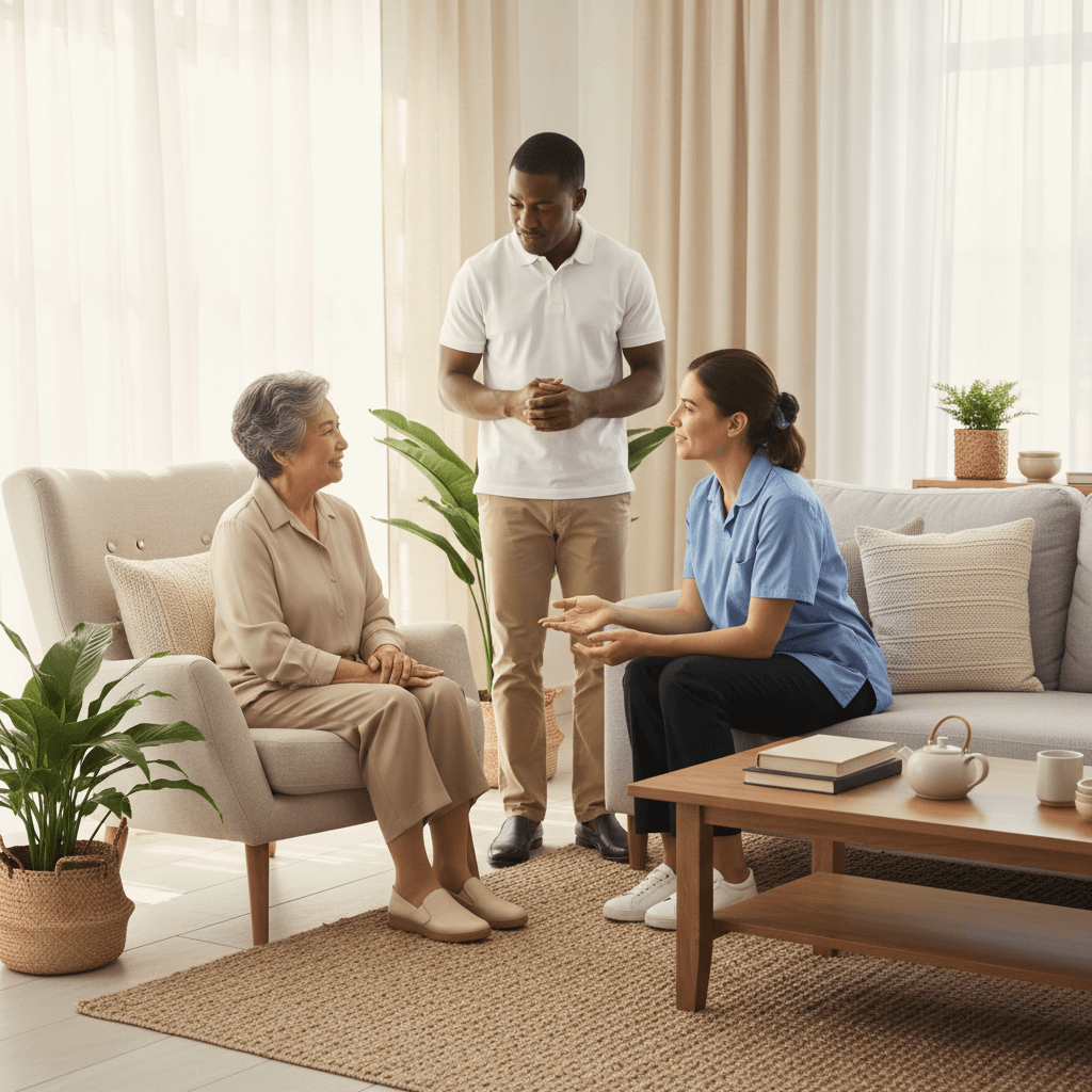 Licensed caregivers providing professional support in welcoming home setting